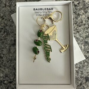 BaubleBar Green Olive & Gold Martini Keychain Charm